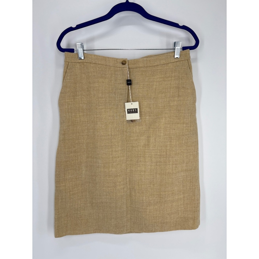 VTG Kors Michael Kors Pencil Skirt Womens 12 Camel Italy Neutral Career NWT